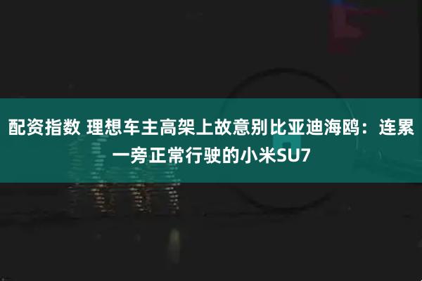 配资指数 理想车主高架上故意别比亚迪海鸥：连累一旁正常行驶的小米SU7
